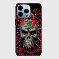 Чехол для iPhone 13 Pro Slipknot череп зомби, цвет: 3D-красный