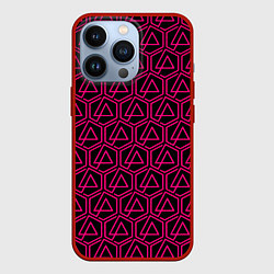 Чехол для iPhone 13 Pro Linkin park pink logo, цвет: 3D-красный