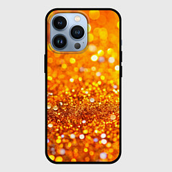 Чехол для iPhone 13 Pro Оранжевые и желтые блестяшки боке, цвет: 3D-черный