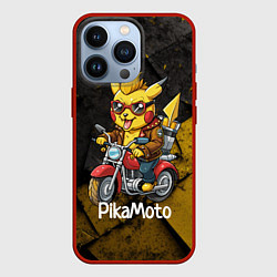 Чехол для iPhone 13 Pro Пикачу мотоциклист, цвет: 3D-красный