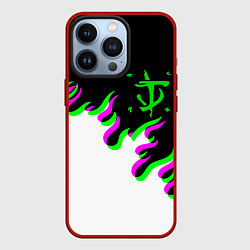 Чехол для iPhone 13 Pro Doom logo fire demon, цвет: 3D-красный