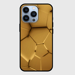 Чехол для iPhone 13 Pro Золотые неоновые плиты в разломе, цвет: 3D-черный