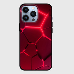 Чехол для iPhone 13 Pro Маджента неоновые плиты в разломе, цвет: 3D-черный