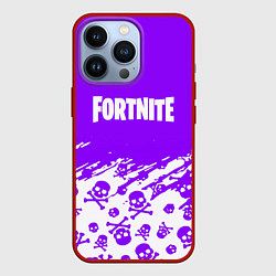 Чехол для iPhone 13 Pro Fortnite skull pattern, цвет: 3D-красный