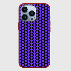 Чехол для iPhone 13 Pro Паттерн фиолетовые ромбы, цвет: 3D-красный