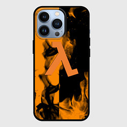 Чехол для iPhone 13 Pro Half life fire orange, цвет: 3D-черный