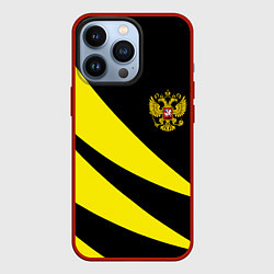 Чехол для iPhone 13 Pro Россия текстура жёлтый, цвет: 3D-красный