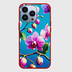 Чехол для iPhone 13 Pro Орхидея цветы паттерн, цвет: 3D-красный