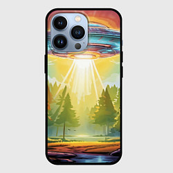 Чехол для iPhone 13 Pro UFO In The Forest, цвет: 3D-черный