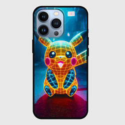 Чехол для iPhone 13 Pro Полигональный неоновый Пикачу - нейроарт, цвет: 3D-черный
