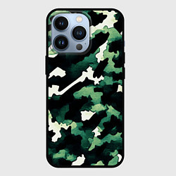 Чехол для iPhone 13 Pro Яркий зелёный камуфляж, цвет: 3D-черный