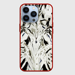 Чехол для iPhone 13 Pro Black and white abstraction, цвет: 3D-красный