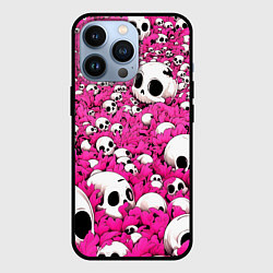 Чехол для iPhone 13 Pro Черепа в бордовой траве, цвет: 3D-черный