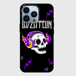Чехол для iPhone 13 Pro Led Zeppelin неоновый череп, цвет: 3D-черный