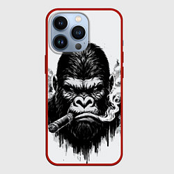 Чехол для iPhone 13 Pro Горилла с сигарой, цвет: 3D-красный