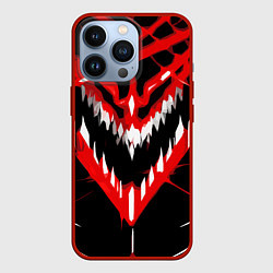 Чехол для iPhone 13 Pro Красно-белая пасть на чёрном фоне, цвет: 3D-красный