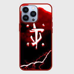 Чехол для iPhone 13 Pro Doom storm logo, цвет: 3D-красный