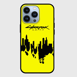 Чехол для iPhone 13 Pro Cyberpunk 2077 geometry yellow, цвет: 3D-черный