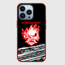 Чехол для iPhone 13 Pro Киберпанк 2077 огненное лого, цвет: 3D-красный