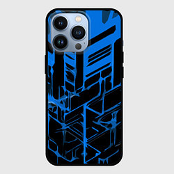 Чехол для iPhone 13 Pro Abstract blue stripes on a black background, цвет: 3D-черный