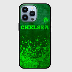 Чехол для iPhone 13 Pro Chelsea - green gradient посередине, цвет: 3D-черный