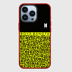 Чехол для iPhone 13 Pro BTS pattern kpop, цвет: 3D-красный