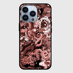 Чехол для iPhone 13 Pro Драконы в японском стиле, цвет: 3D-черный