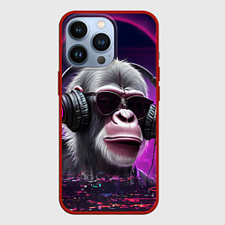 Чехол для iPhone 13 Pro DJ monkey - Neon city, цвет: 3D-красный