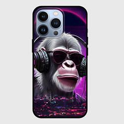 Чехол для iPhone 13 Pro DJ monkey - Neon city, цвет: 3D-черный