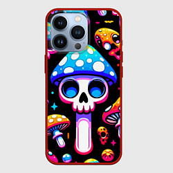 Чехол для iPhone 13 Pro Ice cream skull and fly agaric - ai art fantasy, цвет: 3D-красный