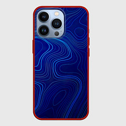 Чехол для iPhone 13 Pro Синяя топография, цвет: 3D-красный