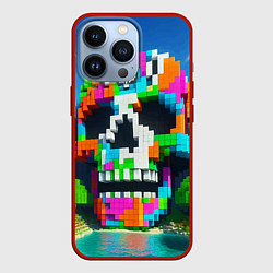 Чехол для iPhone 13 Pro Minecraft landscape with skull - ai art fantasy, цвет: 3D-красный