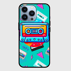 Чехол для iPhone 13 Pro Кассеты и надпись 90s, цвет: 3D-черный