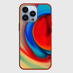 Чехол для iPhone 13 Pro Жидкие цветные краски, цвет: 3D-красный