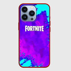 Чехол для iPhone 13 Pro Fortnite neon game, цвет: 3D-красный