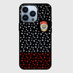 Чехол для iPhone 13 Pro Герб РФ и ссср ласточки, цвет: 3D-черный