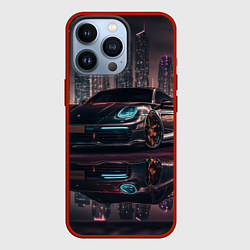 Чехол для iPhone 13 Pro Porshe night city, цвет: 3D-красный