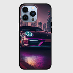 Чехол для iPhone 13 Pro Porshe ночной город, цвет: 3D-черный