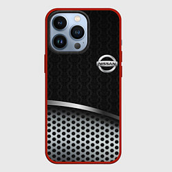 Чехол для iPhone 13 Pro Nissan carbon auto, цвет: 3D-красный