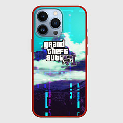 Чехол для iPhone 13 Pro GTA6 glitch pattern, цвет: 3D-красный