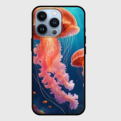 Чехол для iPhone 13 Pro Подводный мир медузы, цвет: 3D-черный