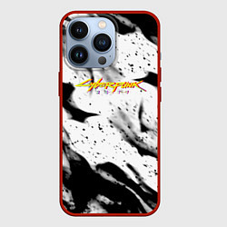 Чехол для iPhone 13 Pro Cyberpunk 2077 fire black, цвет: 3D-красный