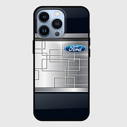 Чехол для iPhone 13 Pro FORD текстура из метала, цвет: 3D-черный