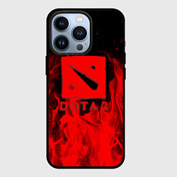 Чехол для iPhone 13 Pro DOTA 2 лого в огне, цвет: 3D-черный