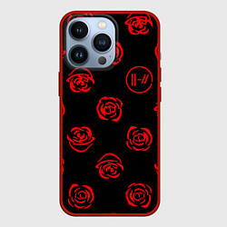 Чехол для iPhone 13 Pro Twenty one pilots rose pattern, цвет: 3D-красный