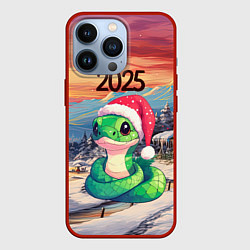 Чехол для iPhone 13 Pro 2025 новогодняя змейка, цвет: 3D-красный