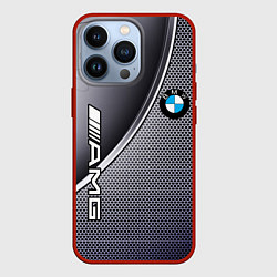 Чехол для iPhone 13 Pro BMW metalic auto metal, цвет: 3D-красный