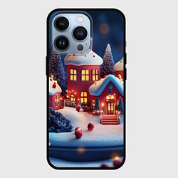 Чехол для iPhone 13 Pro Объемный новогодний городок, цвет: 3D-черный