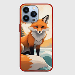Чехол для iPhone 13 Pro Лиса в лесу осень, цвет: 3D-красный