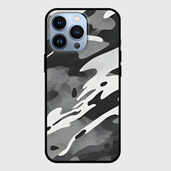 Чехол для iPhone 13 Pro Черно белый камуфляж, цвет: 3D-черный